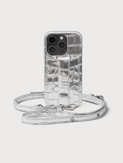 iPhone Case with Strap - Silver