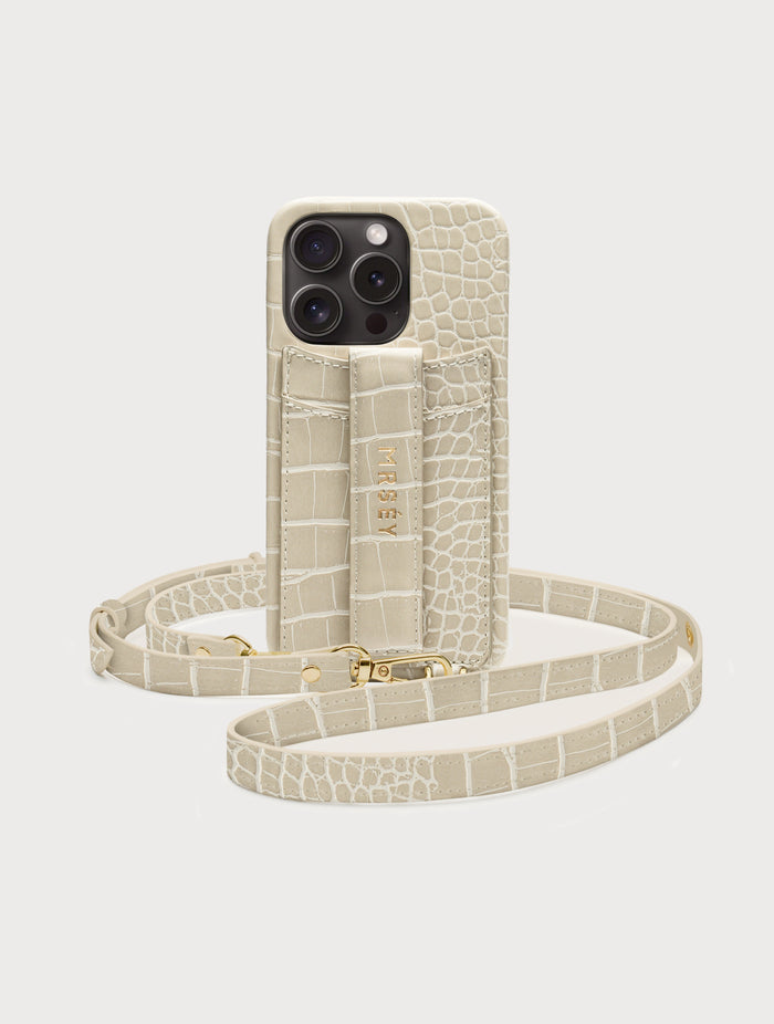 iPhone Hülle mit Strap - Sand Croco