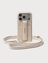 iPhone Hülle mit Strap - Sand Croco