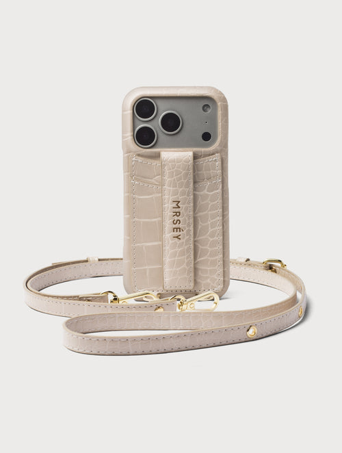 iPhone Hülle mit Strap - Sand Croco