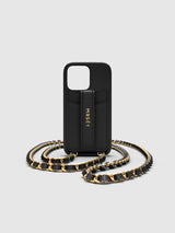 iPhone Hülle mit Kette – schwarz/gold
