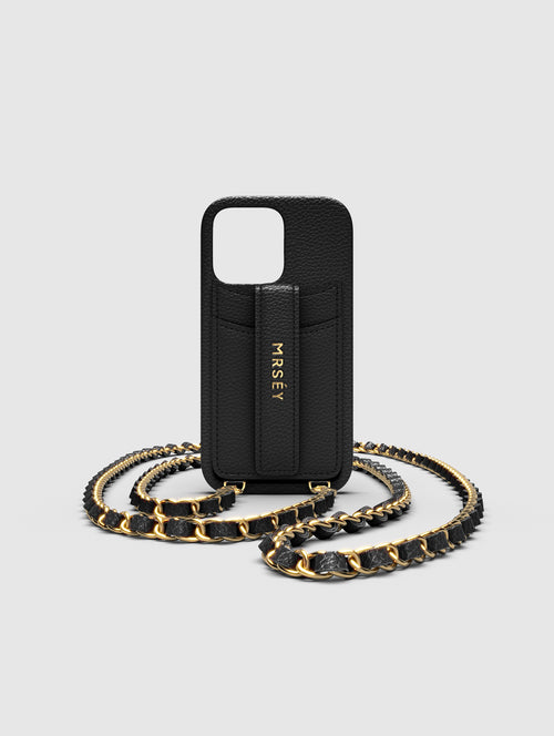 iPhone Hülle mit Kette – schwarz/gold
