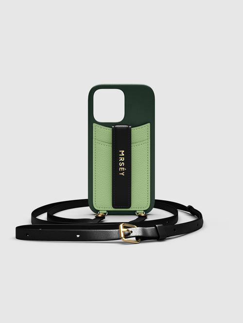 iPhone Hülle mit Strap - Green-Mint-Black